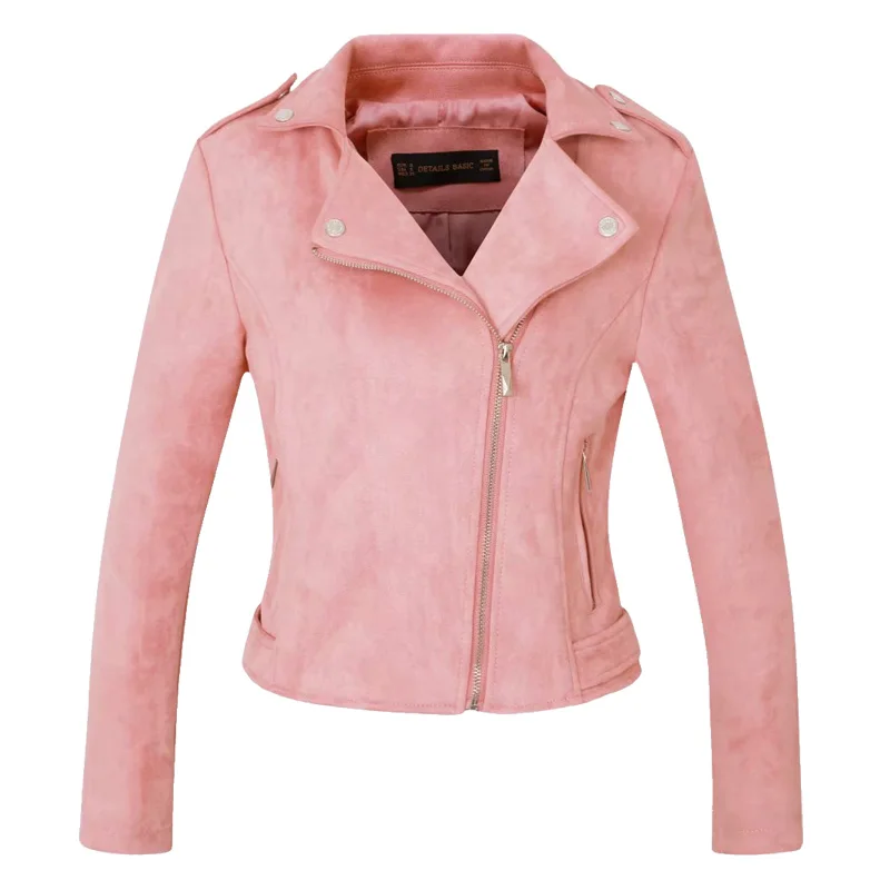 

TMODA557 2021 New Arrial Women Autumn Winter Suede Faux Leather Jacket Lady Fashion Matte Motorcycle Coat Biker 9 Colors Outwear