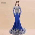 Женское вечернее платье-русалка, длинное кружевное платье Дубая в официальном стиле с длинным рукавом
