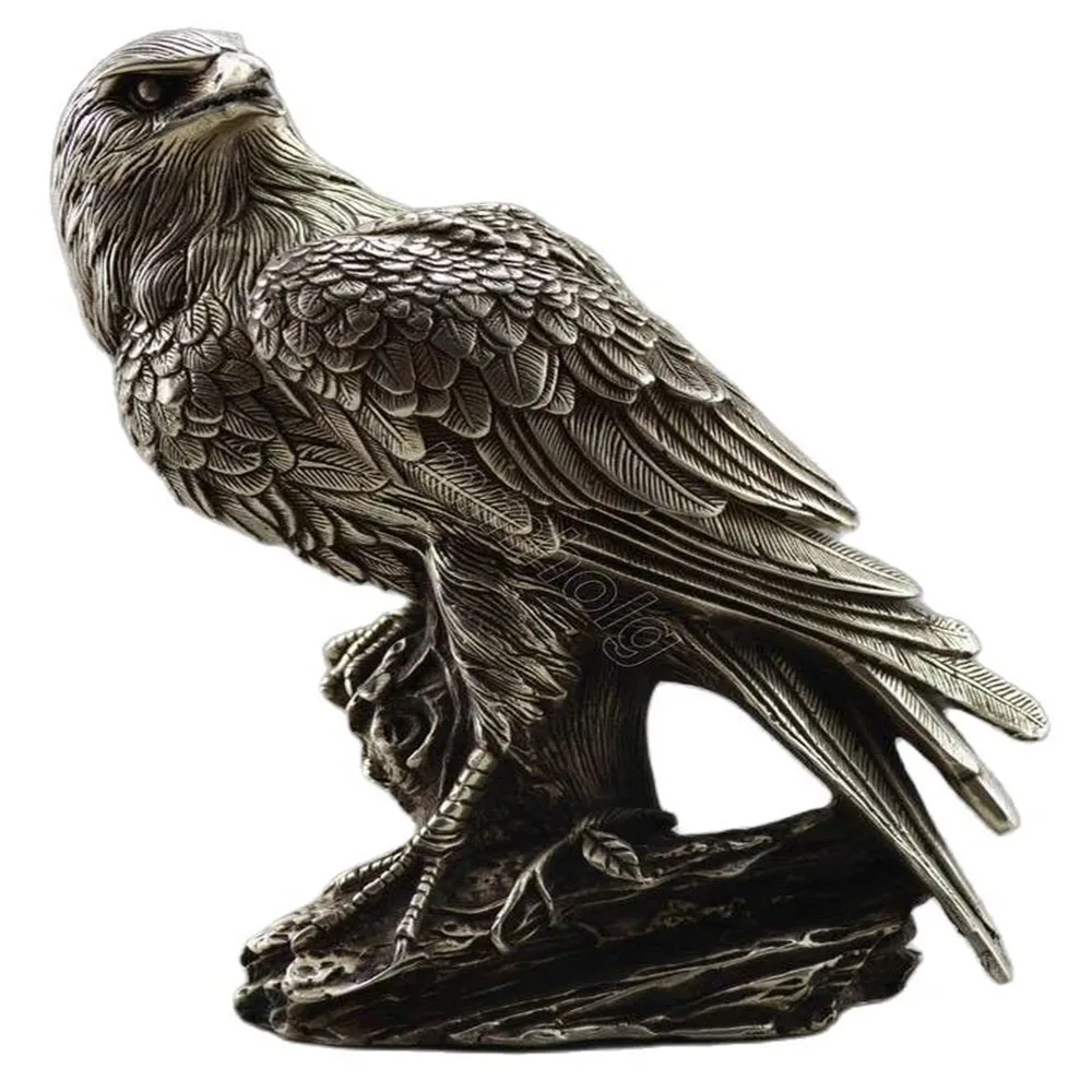

Коллекционный декор, старая ручная работа, тибетский серебряный вырезанный Орл на дереве