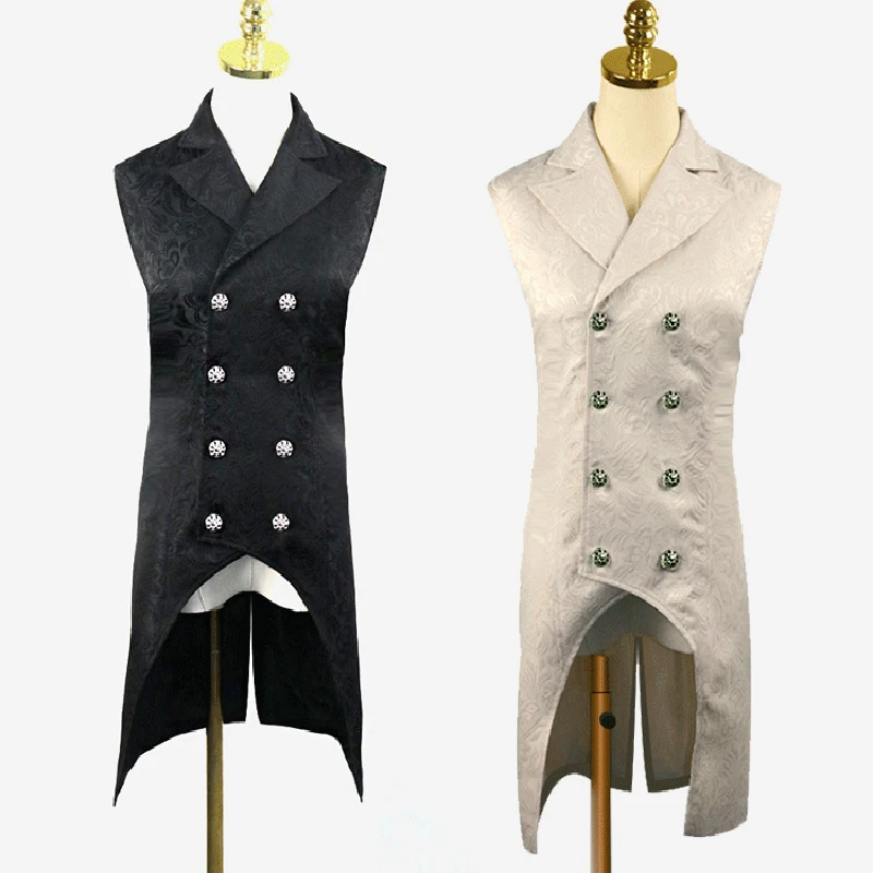 

Western Style European Men's Overcoat Medieval Pure Color Fashion Steam Coat Punk Retro Men Uniform Vintage Cosplay Costumes