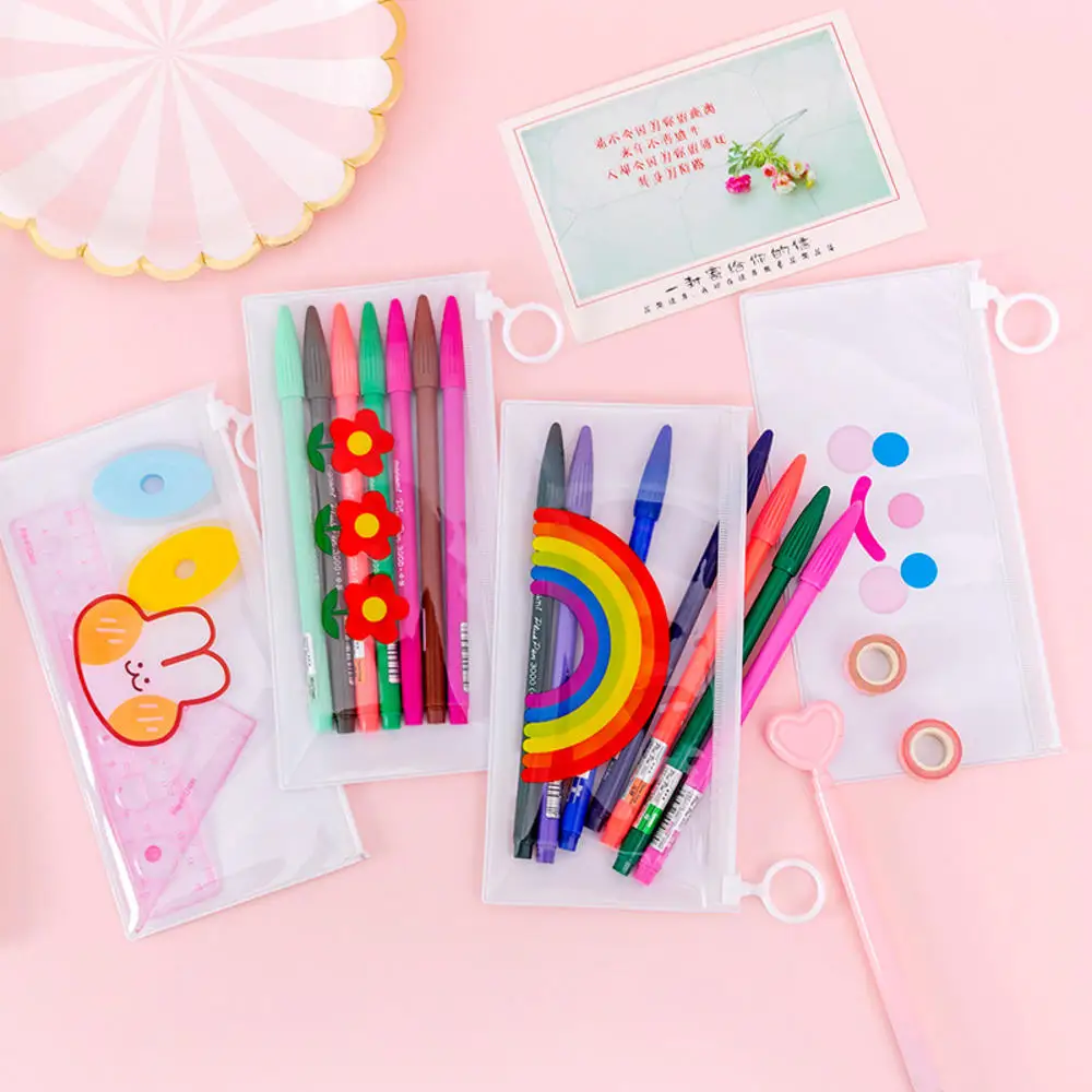 

1Pcs Ring Zipper Pencil Bag Korean Small Fresh Stationery Storage Bag Information Bag Student File Bag Kids Gift Fast Shipping
