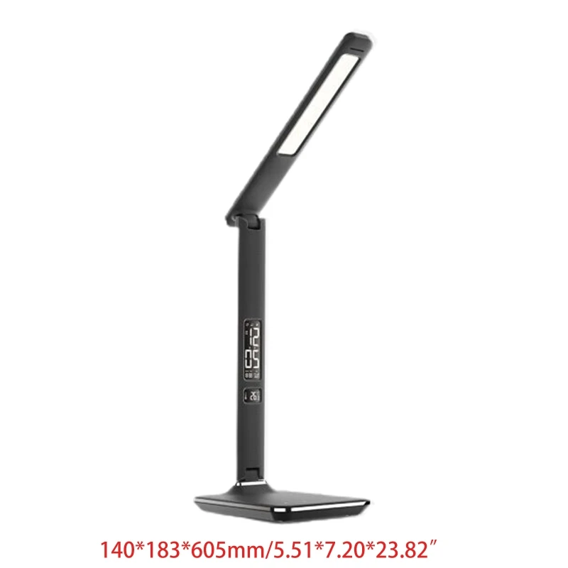

Wireless Rechargeable LED Desk Lamp Temperature Alarm Clock Time Eye Protection Reading Light Bedroom Study Office Night Light