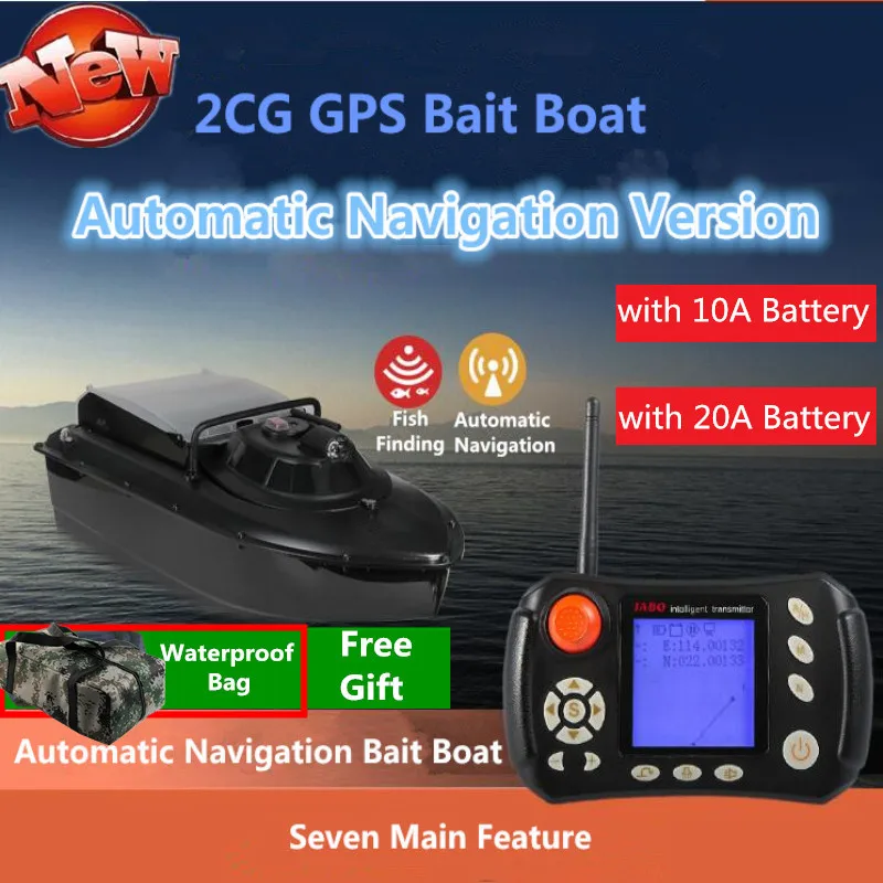 

GPS Autopilot River Sea Fishing Boat 2CG 20A Battery GPS Tracking Sonar Fish Finder Remote Control RC Bait Boat With Free Bag