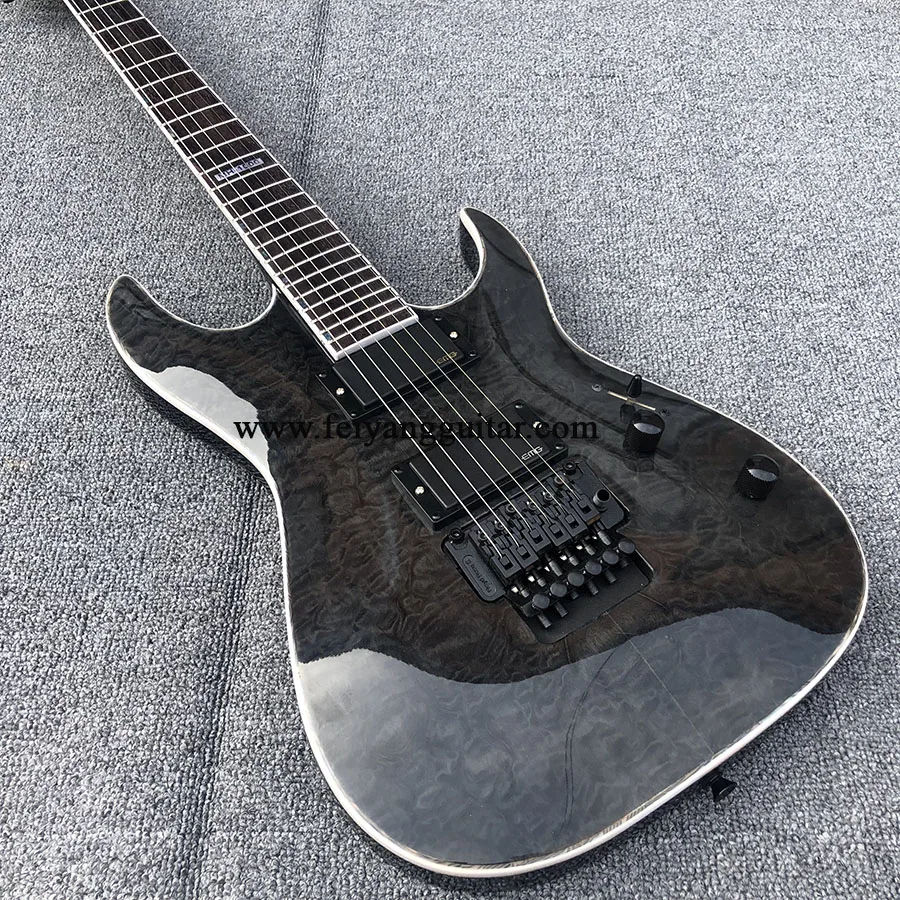 

High-quality special-shaped 6-string electric guitar, black accessories, flocculent flower veneer, E electric guitar, postage