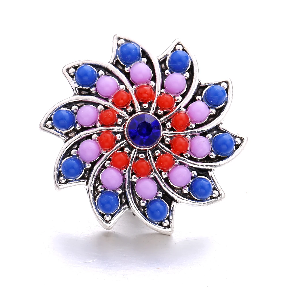 

20pcs Snap Jewelry flower 18mm Snap Buttons Rhinestone Interchangeable 18mm Snaps Fit DIY Snap Button Bracelet