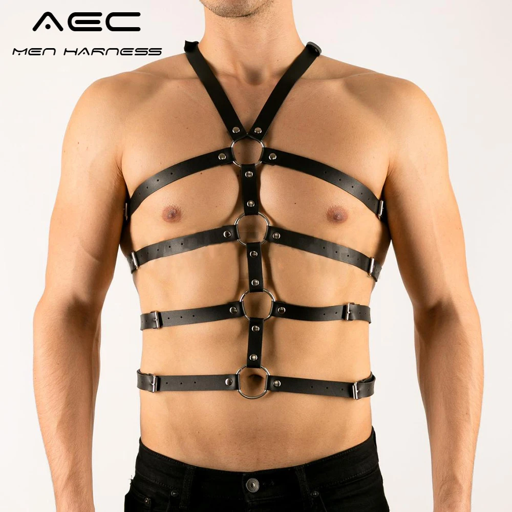 

CEA Fashion Man Harness Leather Belt Chest Sexy Lingerie BDSM Body Bondage Fetish Gay Lingerie Clubwear Sexy Sissy Cosplay Tops