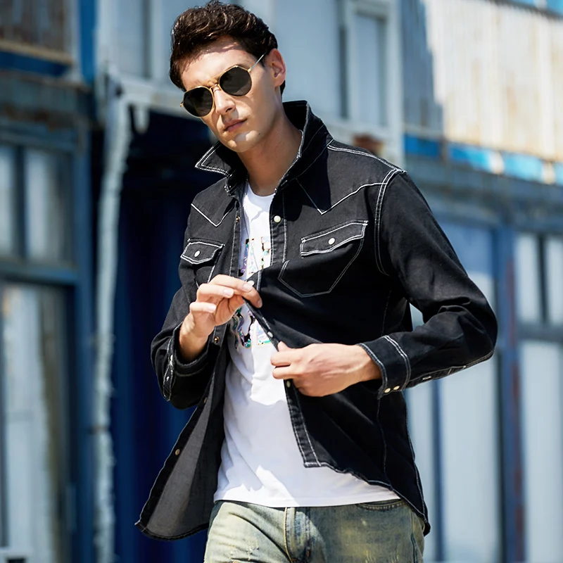Men's Denim Shirt Dress Shirt Cotton Mens Fashion Branded Clothing Summer Clothes 2022 Long Sleeve Man Shirts High Quality