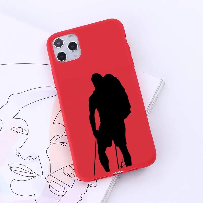 

Backpacker Backpacker climbing Phone Case Red Candy Color for iPhone 6 7 8 11 12 s mini pro X XS XR MAX Plus