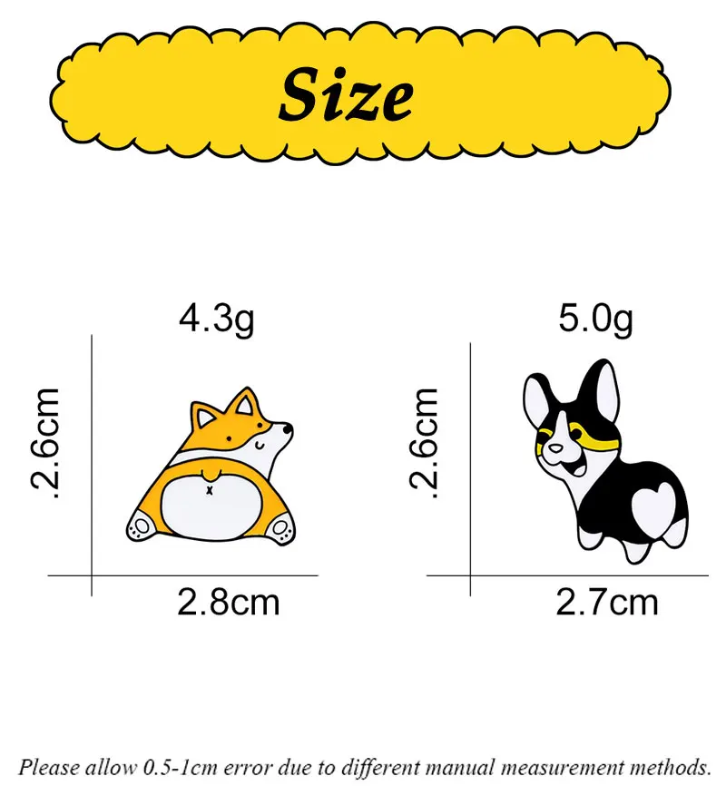 Эмалированная металлическая брошь ювелирное изделие значок корги попа собаки