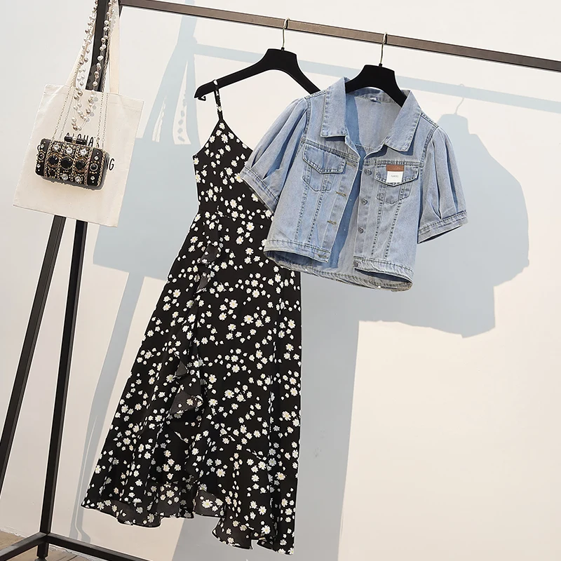 Для женщин Большие размеры L-4X платье костюм джинсовая куртка пальто Топ и летнее