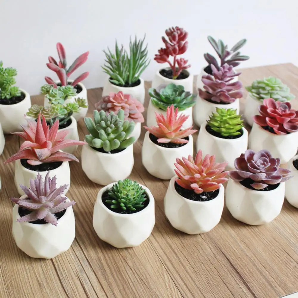 

Fake Succulents Artificial Plants Wedding Decoration Room Decor Home Garden Deco Flower Pot Vase Balcony Bonsai