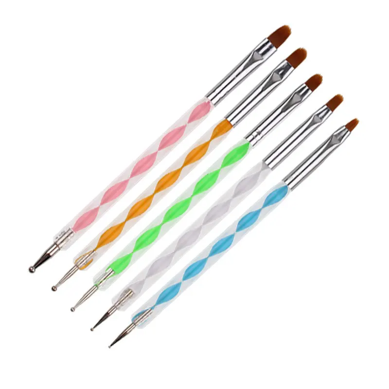

Double-Headed Dual-Purpose Nail Brush Spiral Rod Nail Brush Diamond Pen Art Set Spot nail brush set