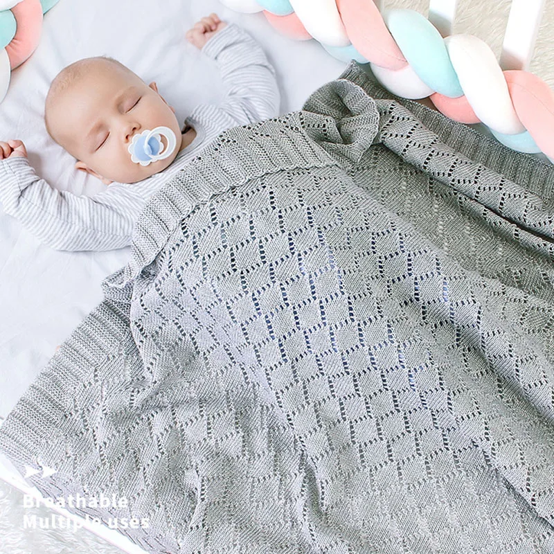 Новинка 2020 однотонное вязаное одеяло для младенцев мальчиков и девочек