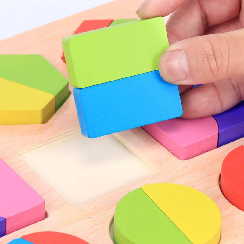 Top Quality Wooden Puzzle Kids Baby Early Educational Learning Toys for Children Geometric Shape Cognitive Board Wood Jigsaw