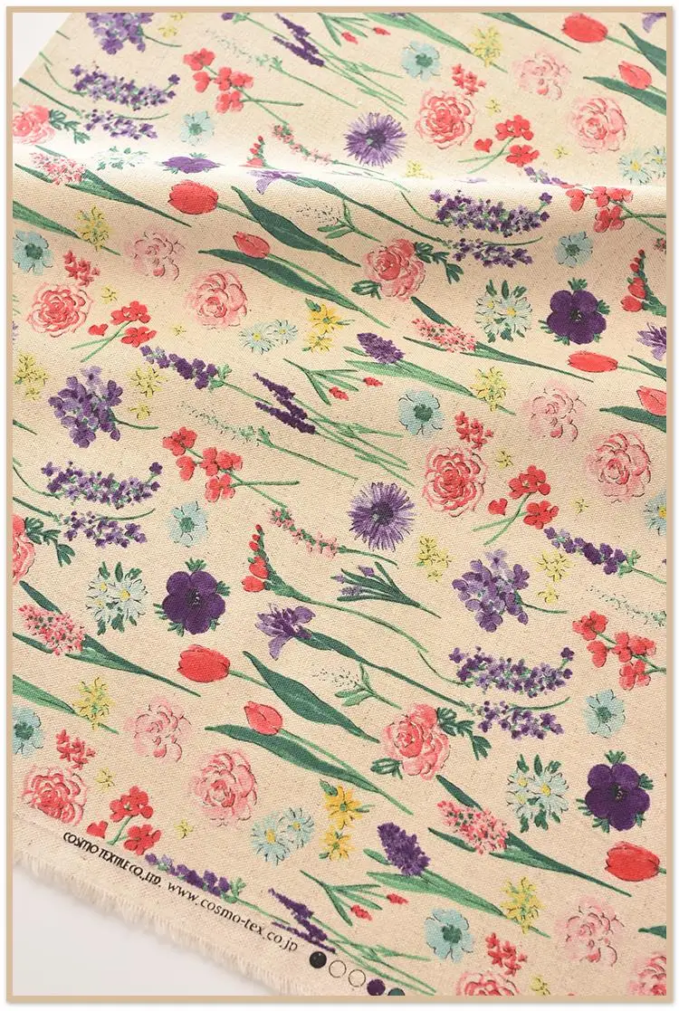 Японская винтажная ткань для цветов и растений COSMO в ретро стиле