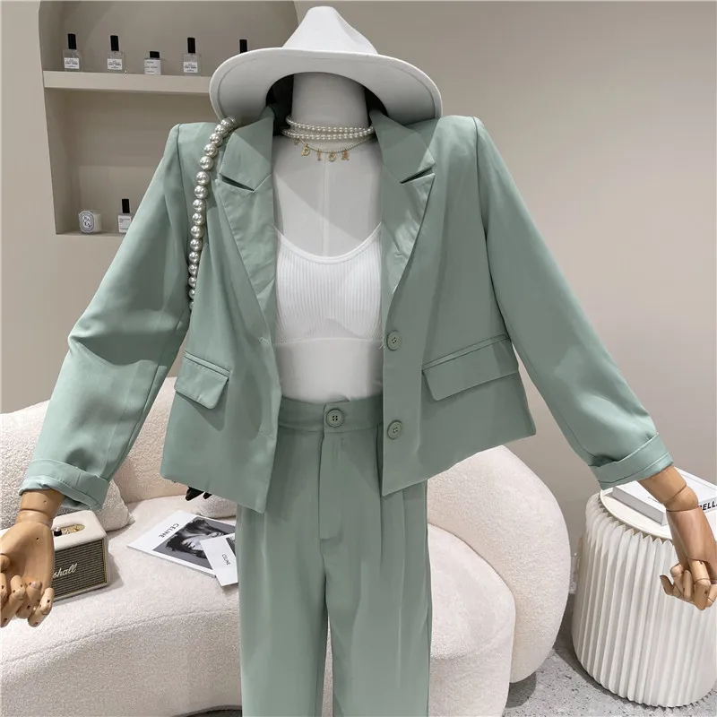 

Two Piece Set Women's Spring Summer 2021 Niche Design Fashion Simple Straight Suit Pants Casual Suit Two Piece Suit