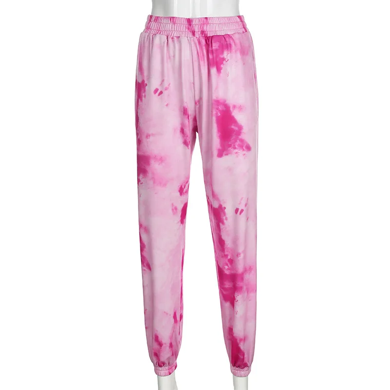 

Tie Dye Set Two Piece Outfit Summer Streetwear Sleeveless Crop Top Colorful Pleated Sweatpants Tracksuit Women Lounge Wear