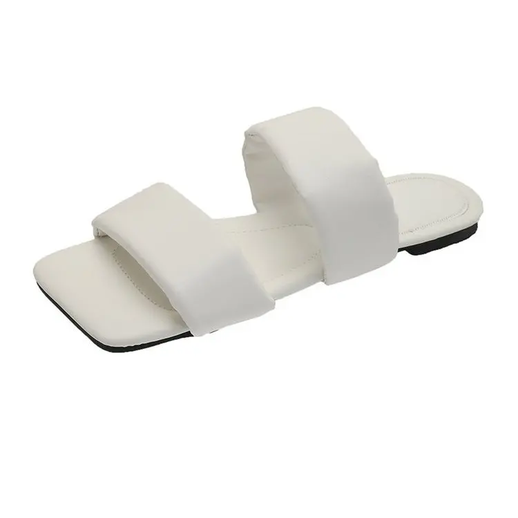 

2021 Women's Shoes Fashion Comfortable Trend Casual Daily Solid Color PU Simple Open Toe Flat Heel Soft Sandals