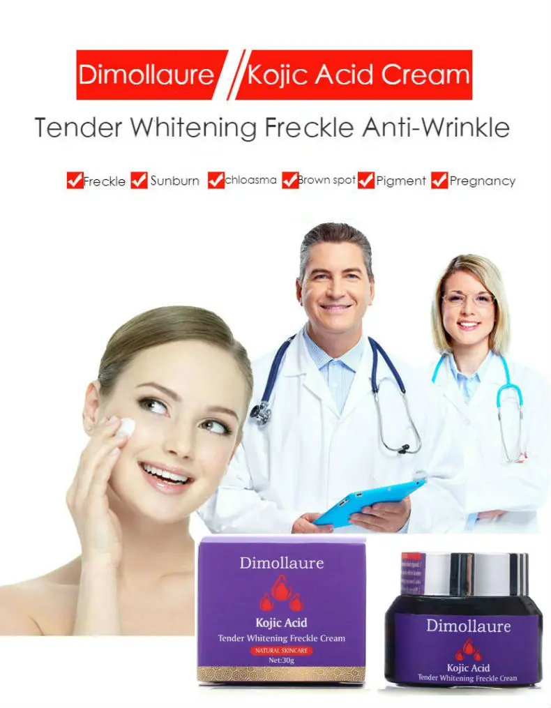 Dimollaure Kojic кислота отбеливающий улиточный крем Гиалуроновая пептидесантная