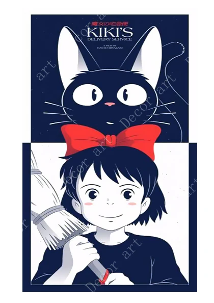 Мультяшный Кики служба доставки Япония Хаяо Миядзаки Аниме Холст Живопись