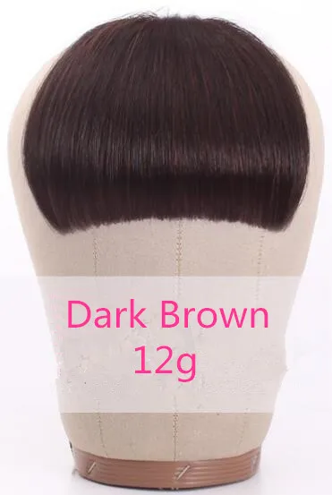 Dark Brown 12g Бразильские человеческие волосы, тупые челки, на заколках, человеческие волосы для наращивания, не Реми, на заколках, бахрома, волосы челки, 613 блонд, аккуратная челка, Halo Lady - Цвет: Dark Brown 12g