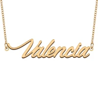 valencia name necklace for women stainless steel jewelry with gold plated nameplate pendant femme mother girlfriend gift