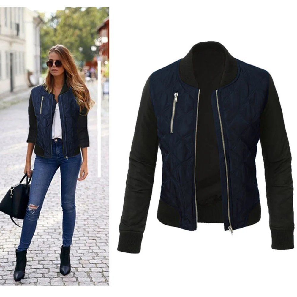 Женская куртка пальто Осень зима для отдыха модная однотонная с круглым вырезом