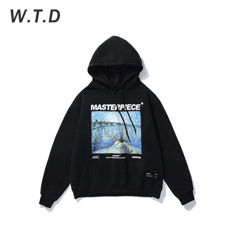 W. T.d 2020 Мужская толстовка в уличном стиле ретро с принтом маслом повседневный