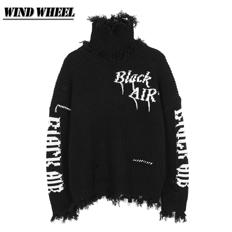 

Men's Sweaters Streetwear Retro Women Turtleneck Knitted Pullover Sweater Tops Hip Hop Casual 2021 Harajuku Vintage Sweatshirts