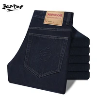2021 thick cotton fabric relaxed fit brand jeans men casual classic straight loose jeans male denim black trousers size 28 42