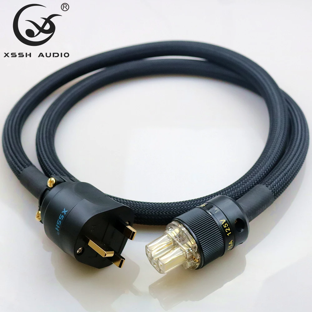 

XSSH audio YIVO FURUTECH HIFI amplifier OFC Pure Copper Gold Plated UK IEC AC Female Male Power Plug Power Cable Cord Wire