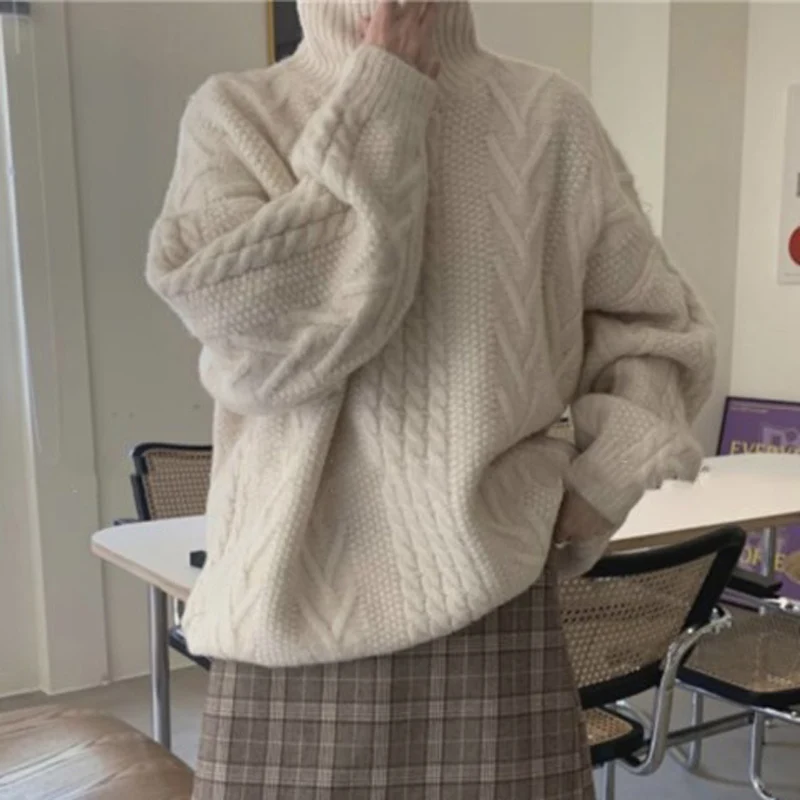 BGTEEVER Повседневный свободный свитер Женская Весенняя водолазка вязаный пуловер в