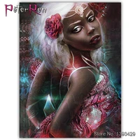 square round drill 5d diamond painting environmental crafts full diamond embroidery beauty flower home decor african girl woman