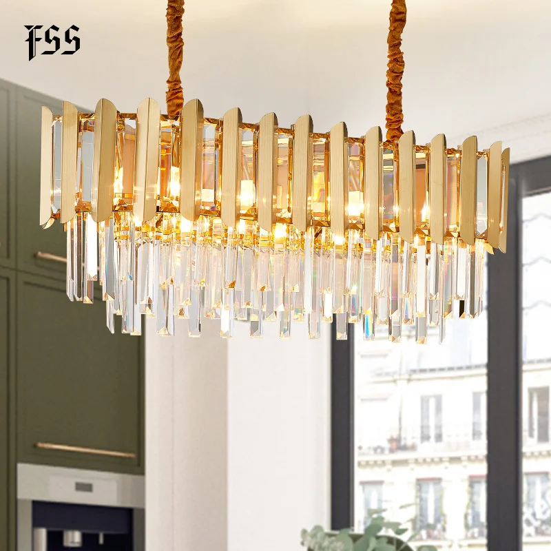 Современная круглая хрустальная люстра Роскошная лампа для гостиной кухни