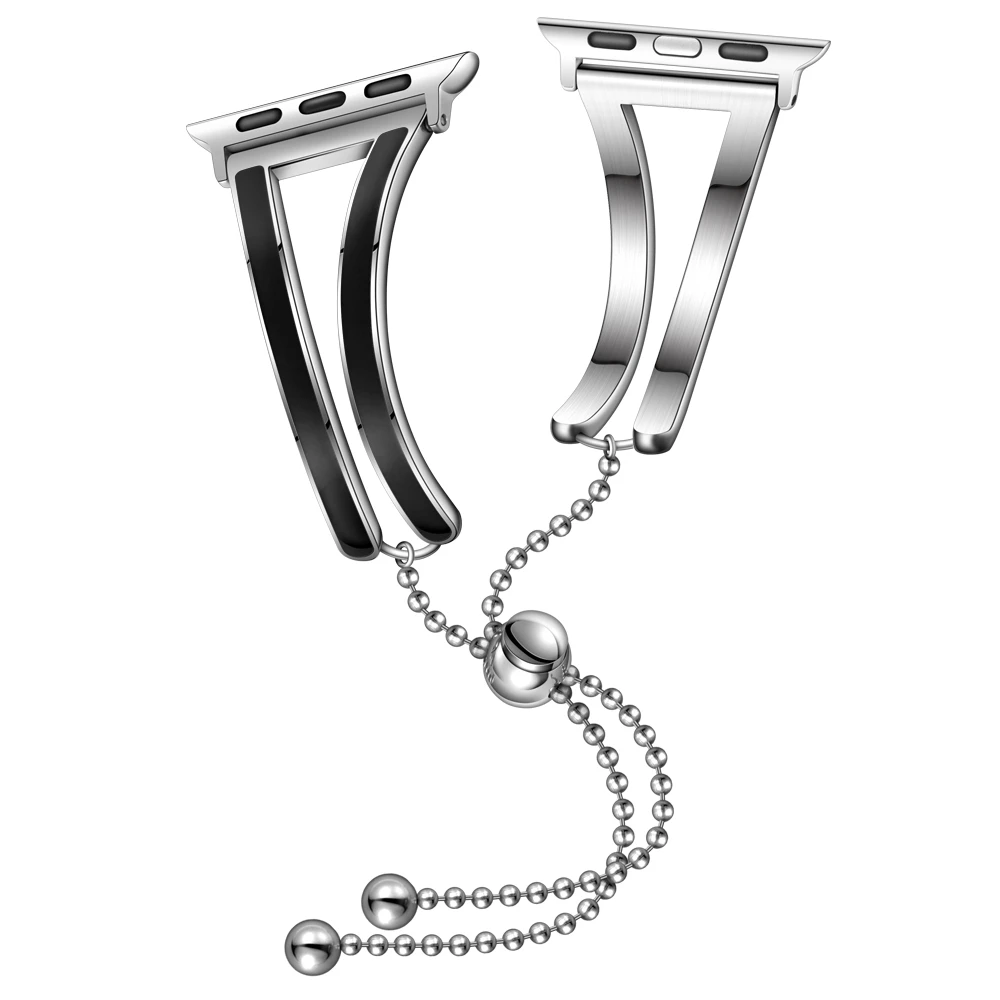 silver-black Женский ремешок для Apple watch band 38 мм 42 мм iWatch 4 band 44 мм 40 мм браслет из нержавеющей стали Apple watch 4 3 2 1 38/40 ремешок для часов - Цвет ремешка: silver-black