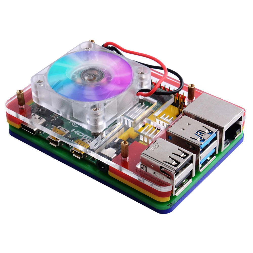 Raspberry Pi 4B / 3B + теплоотвод 52Pi охлаждающий вентилятор ICE Tower 40x40x10 V2.0 черный супер 7