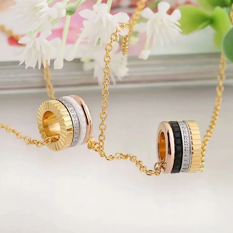 Ожерелье женское из керамики с цирконом брендовая бижутерия белого и черного