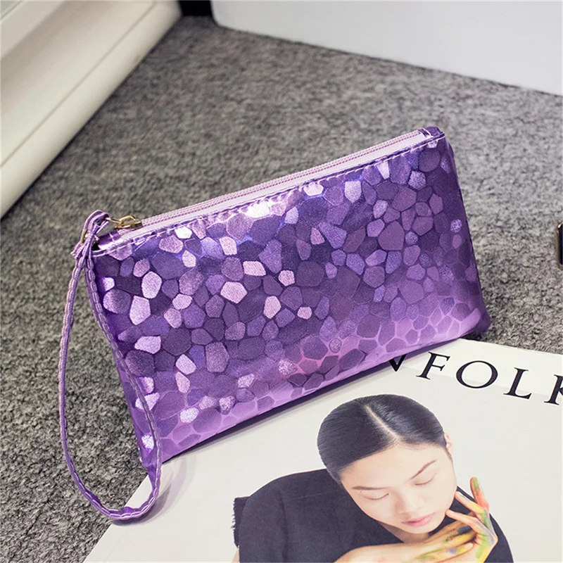 

Wallet Women PU Leather Long Zipper Lady Purse Small Bags For Women Purple Gold Blue