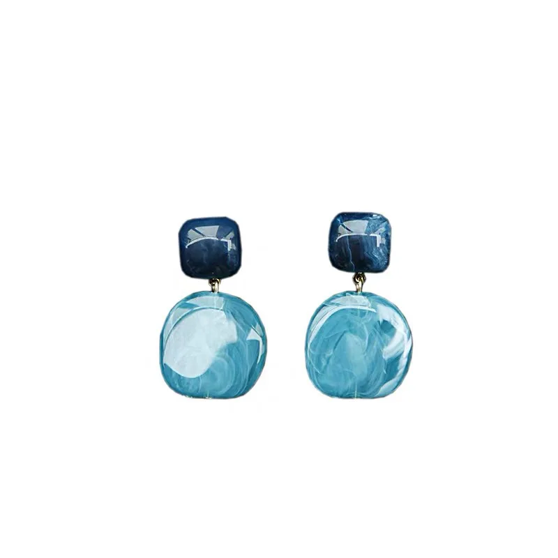 

All-match temperament earrings blue-green acetate earrings super retro style earrings female 2020 new