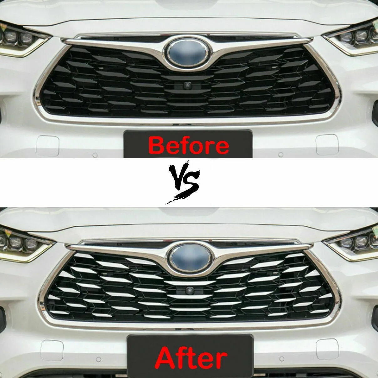 

Chrome Stainless Front Bumper Grille Decal Trim Car Exterior Decorate Sticker For Toyota Highlander 2020-2022