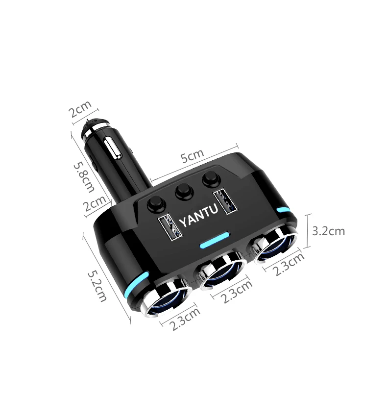 DC 12 ~ 24V двойной usb порт 3 Way розетка для автомобильного прикуривателя Разветвитель