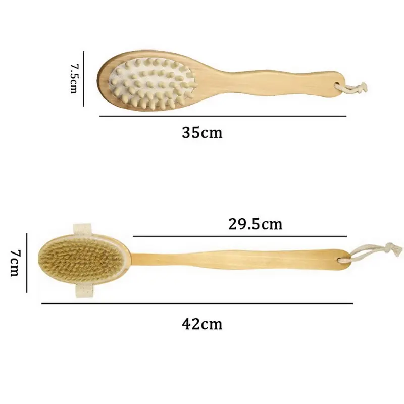 

Natural Bristle Bath Brush Exfoliating Wooden Body Massage Shower Brush SPA Woman Man Skin Care Dry Body Brush