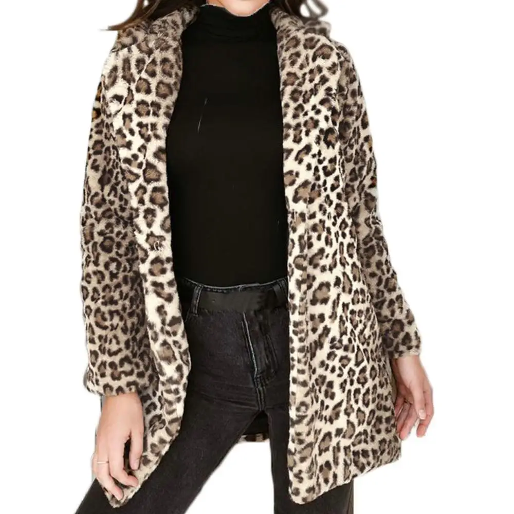 Leopard 01 Леопардовые пальто новые женские высококачественные пальто из искусственного меха Роскошная зимняя теплая плюшевая куртка модная женская верхняя одежда из искусственного меха - Цвет: Leopard 01