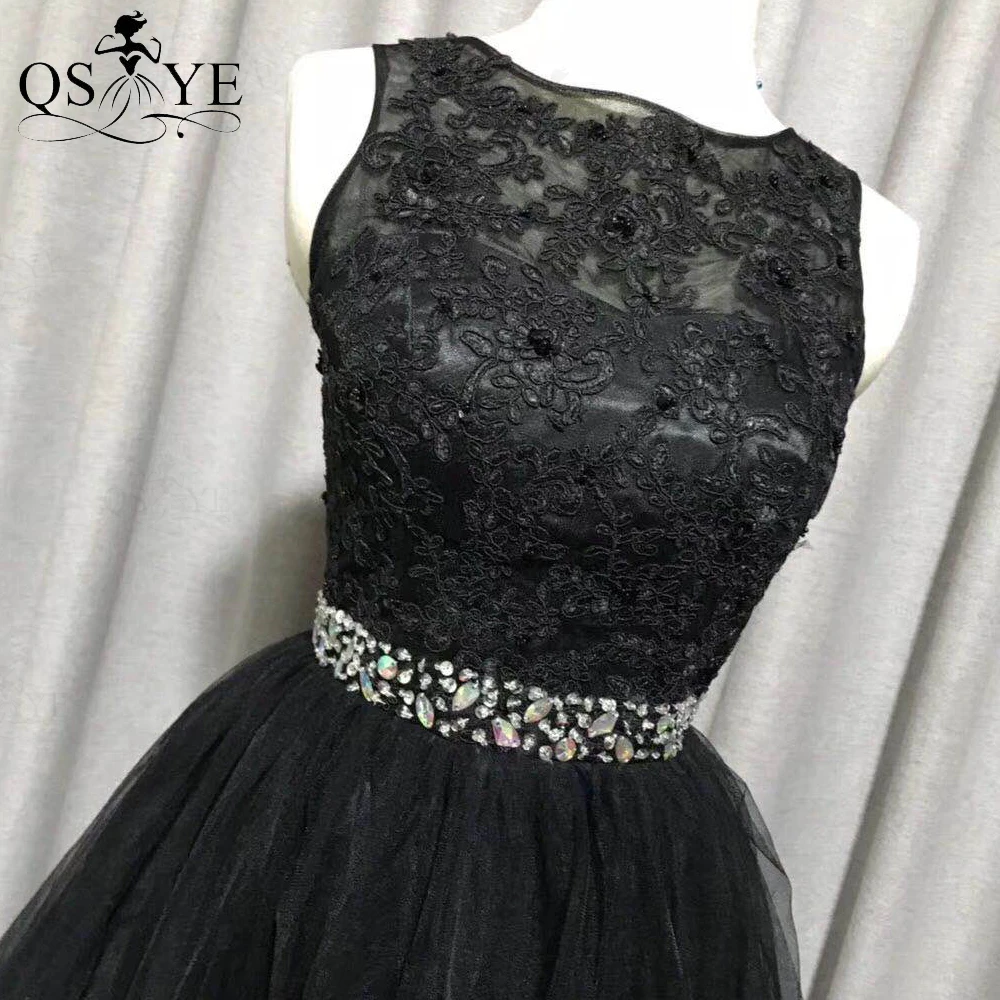 

QSYYE Mesh Black Short Homecoming Dress Lace Mini Prom Gown Appliques Tulle Party Dress A line Robe Vestido Fashion Evening Gown