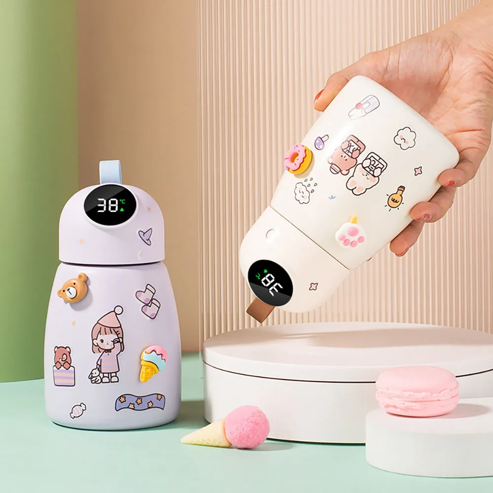 

Cute Thermos Bottle Temperature Display Winter Girl Cup School Thermal Bottle Stainless Steel 500ml Tumblr Water Bottle