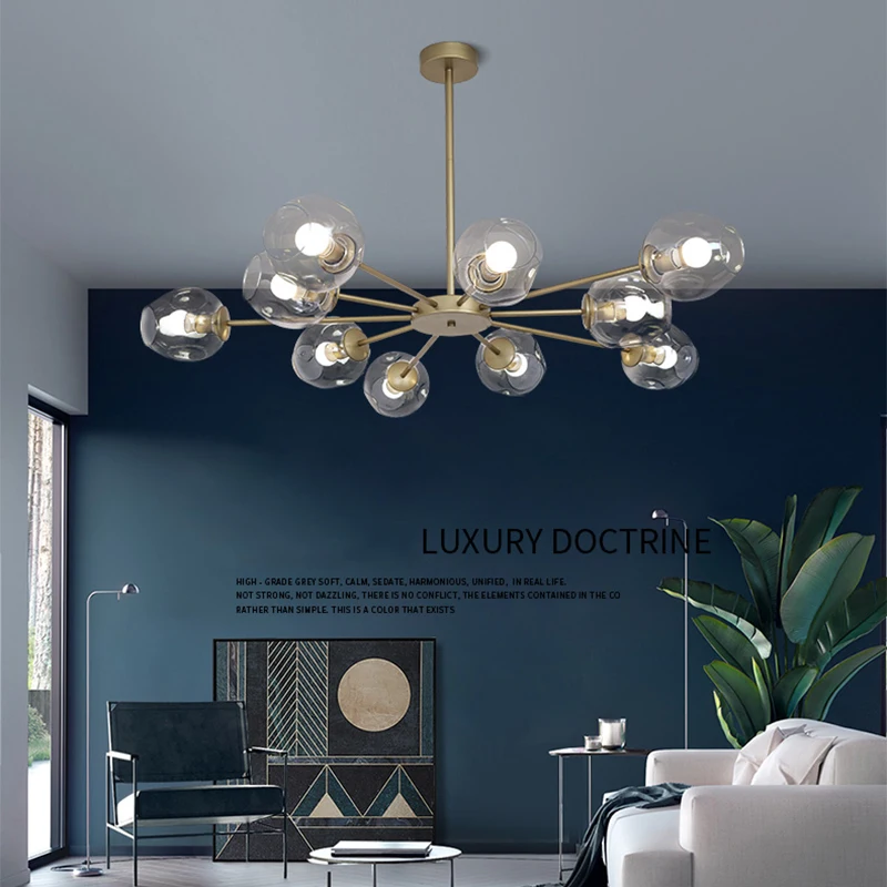 

Luxury Light American Industrial Style Chandelier Lamp Restaurant Living Room Light Creative Bar Glass Chandelier Lighting LED