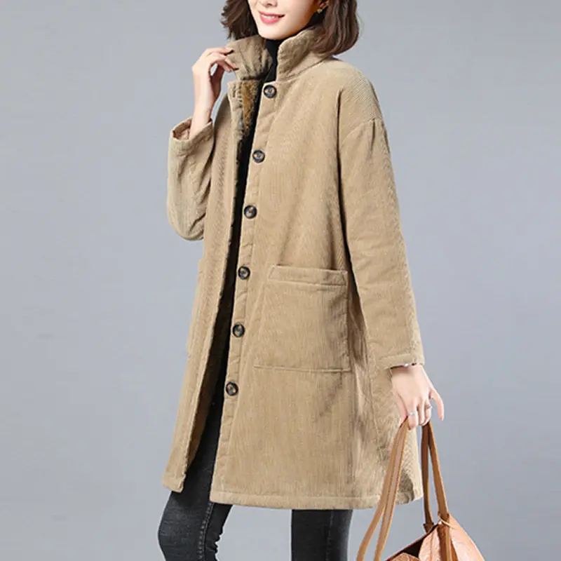 Женская зимняя куртка большого размера бархатная толстая вельветовая свободные