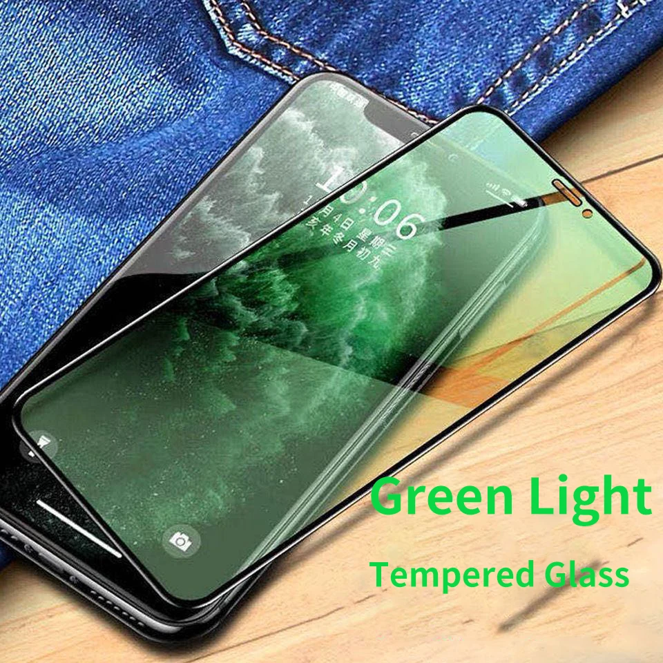 

50pcs/lot Full Cover Green light Protective eyes Tempered Glass For iPhone 11 pro max XR X XSMAX 6 6s 7 8 Glass Screen Protector
