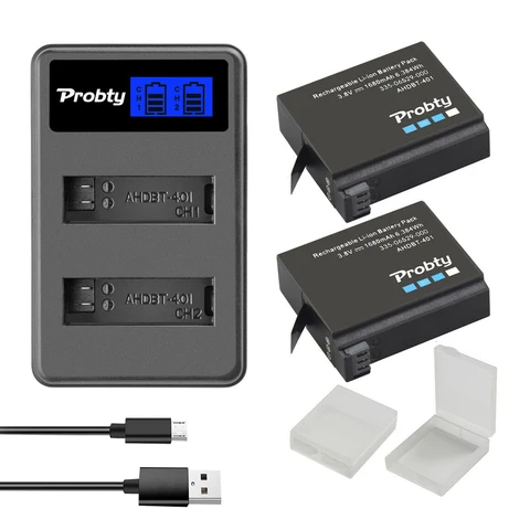 1680 мАч для Gopro Hero 4 Сменный аккумулятор + светодиодный USB-зарядное устройство с 2 слотами для GoPro HERO4 GoPro AHDBT-401 Аккумулятор для экшн-камеры