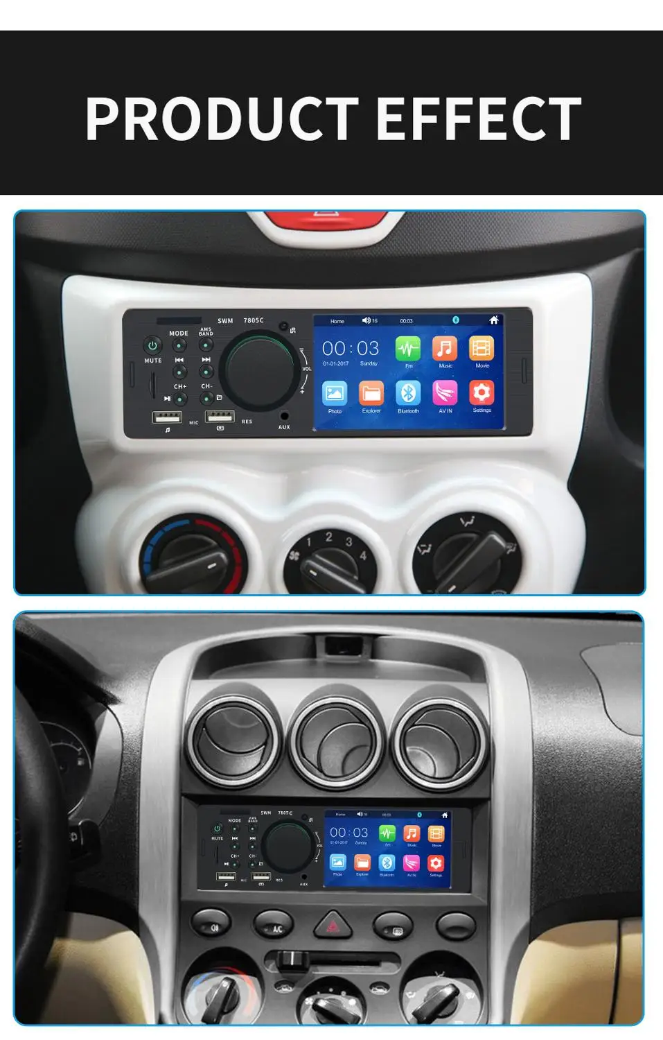 Автомагнитола 1 Din мультимедийный плеер mp5 с сенсорным экраном Bluetooth USB SD Aux FM